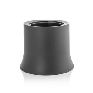 Schwarze Silikon Toilettenbürste mit grauem Behälter aus Kunststoff als WC-Garnitur
